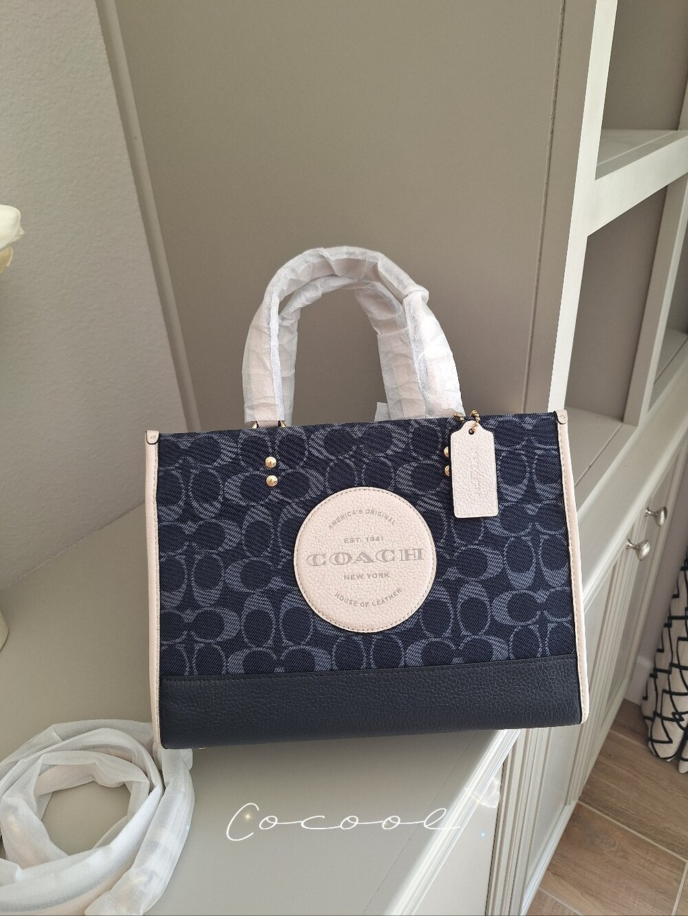 NWT Coach Dempsey Carryall Bag In Signature Jacquard With Coach Patch In Denim